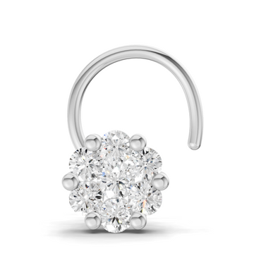0.18 Carat Lab Grown Diamond Delicate Petal Cluster Nosepin | 14K White Gold (Wire)