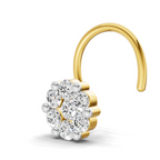 0.18 Carat Lab Grown Diamond Delicate Petal Cluster Nosepin | 14K Yellow Gold (Wire)