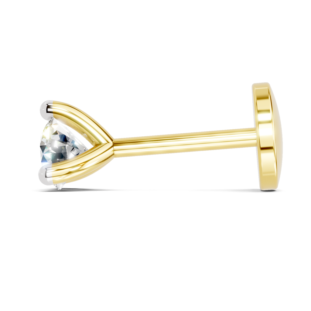 0.06 Carat Lab Grown Diamond Round Shape Solitaire Nosepin | 14K Yellow Gold (Screw)