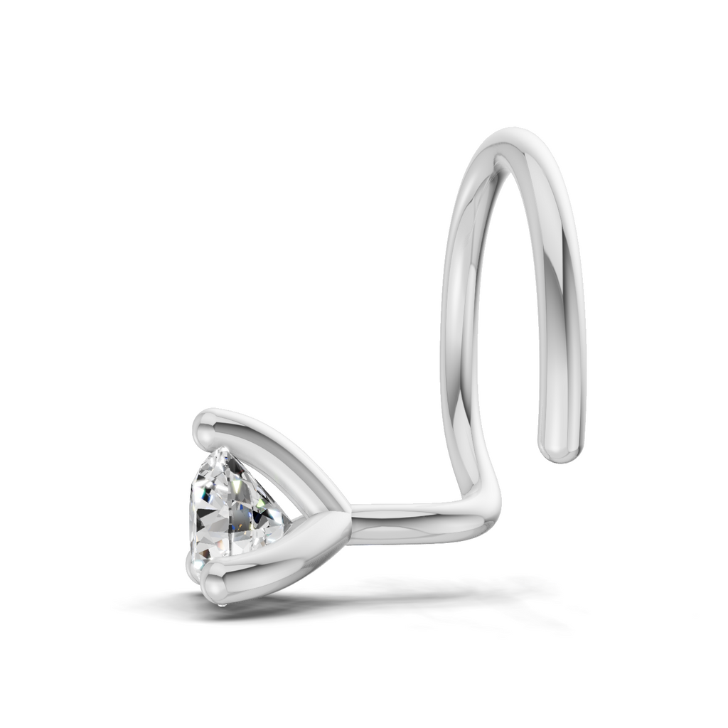 0.06 Carat Lab Grown Diamond Round Shape Solitaire Nosepin | 14K White Gold (Wire)