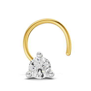 0.06 Carat Lab Grown Diamond Round Shape Solitaire Nosepin | 14K Yellow Gold (Wire)