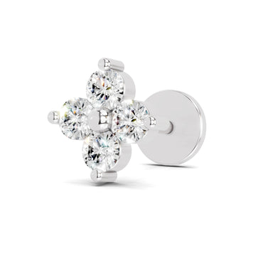 0.1 Carat Lab Grown Diamond Round Shape Cluster Nosepin | 14K White Gold (Screw)