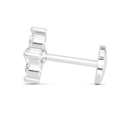 0.1 Carat Lab Grown Diamond Round Shape Cluster Nosepin | 14K White Gold (Screw)