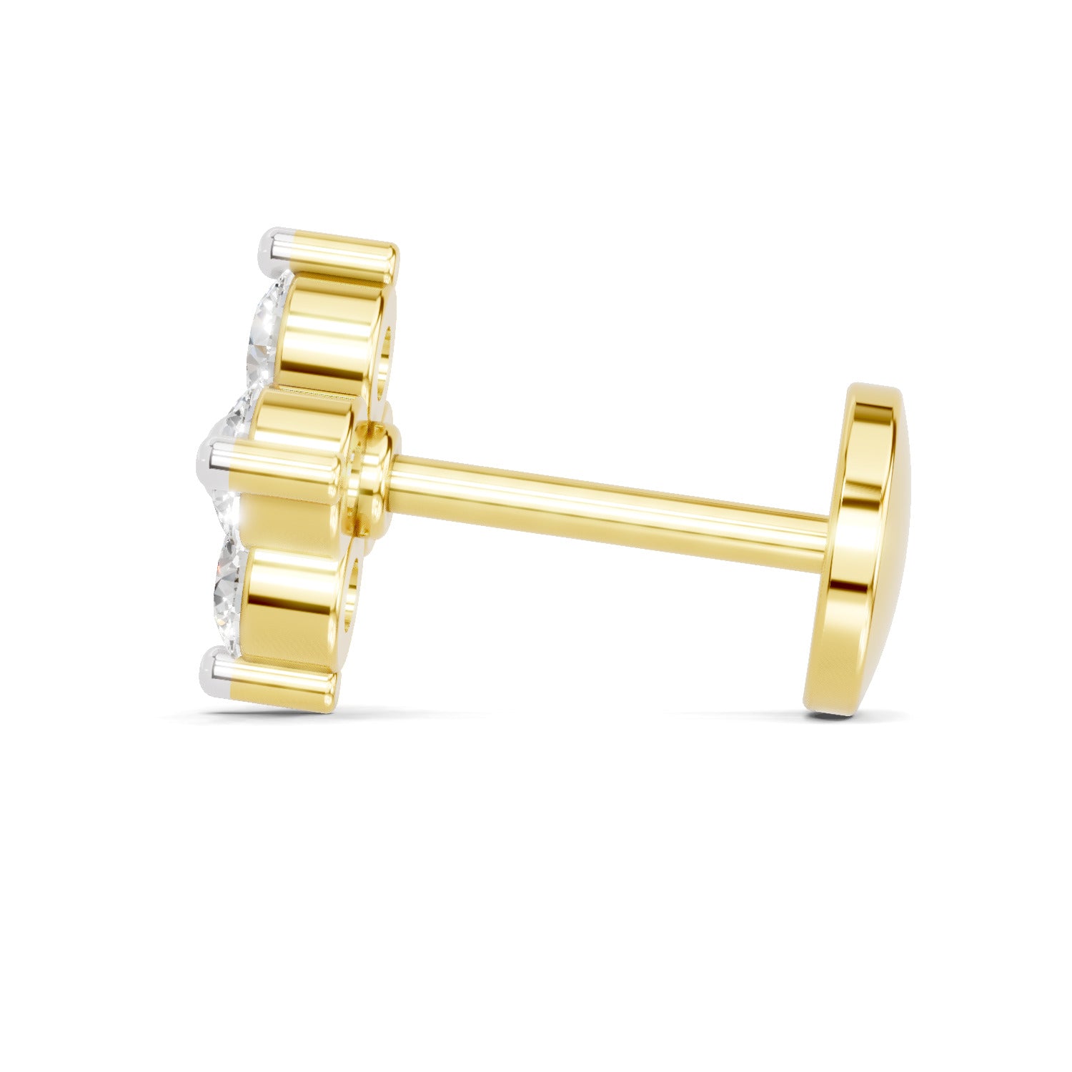 0.1 Carat Lab Grown Diamond Round Shape Cluster Nosepin | 14K Yellow Gold (Screw)