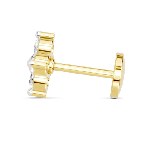 0.1 Carat Lab Grown Diamond Round Shape Cluster Nosepin | 14K Yellow Gold (Screw)