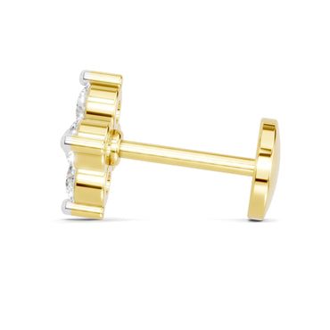 0.1 Carat Lab Grown Diamond Round Shape Cluster Nosepin | 14K Yellow Gold (Screw)