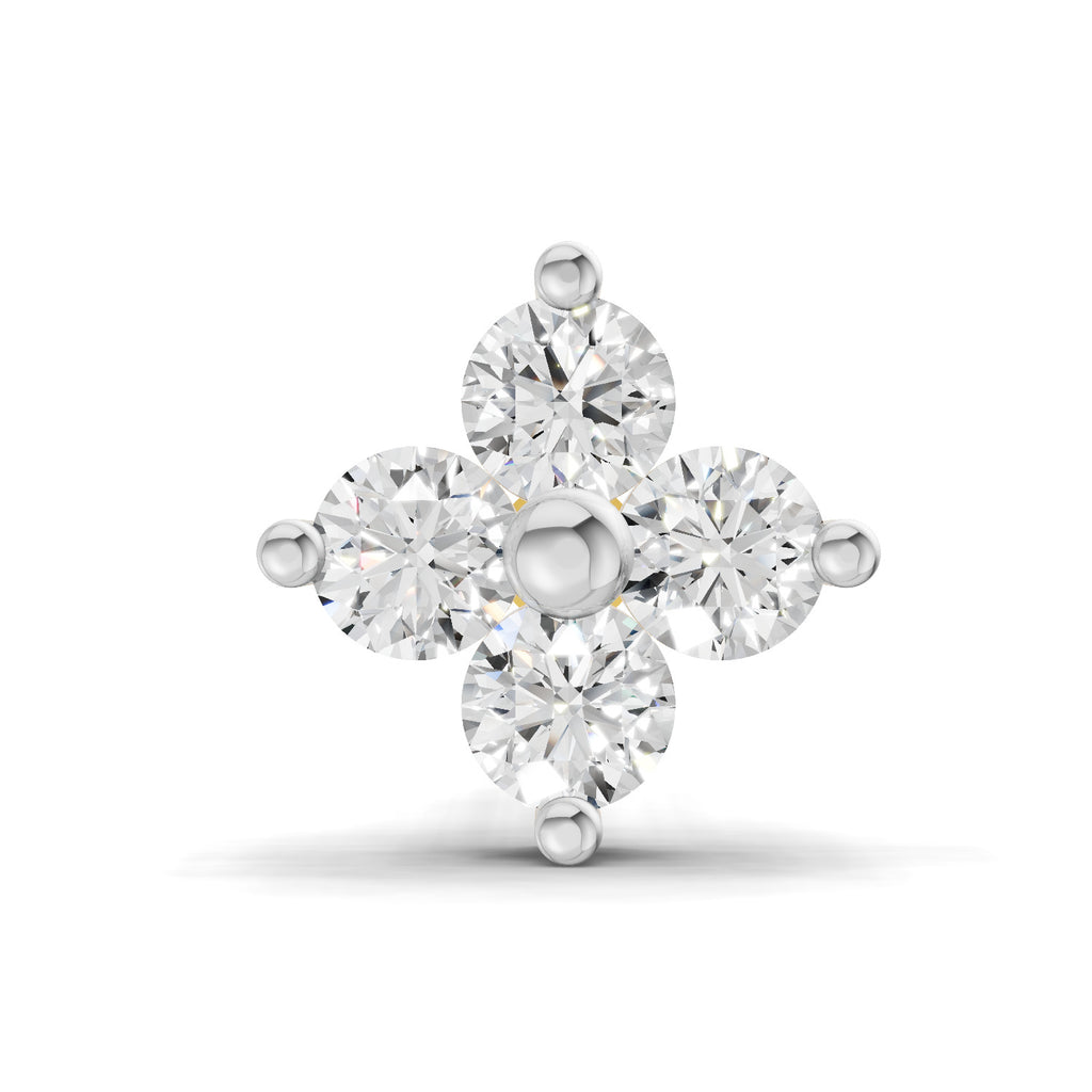 0.1 Carat Lab Grown Diamond Round Shape Cluster Nosepin | 14K Yellow Gold (Screw)
