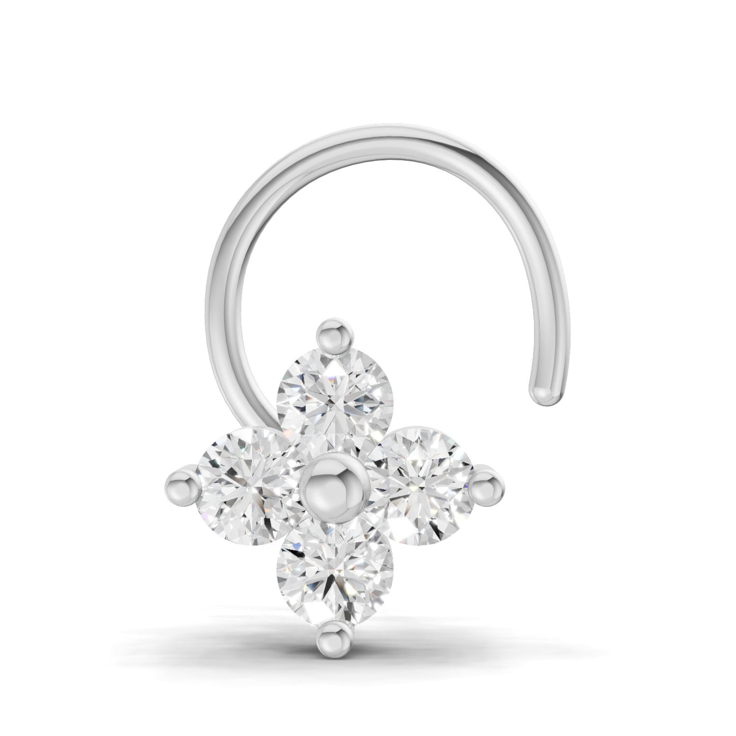 0.1 Carat Lab Grown Diamond Round Shape Cluster Nosepin | 14K White Gold (Wire)