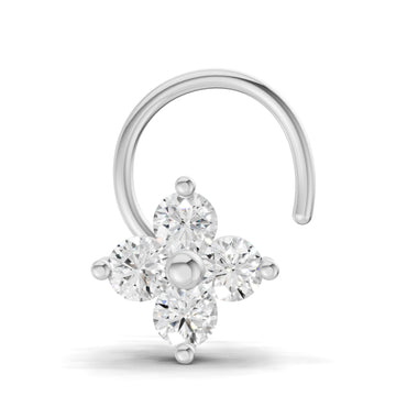 0.1 Carat Lab Grown Diamond Round Shape Cluster Nosepin | 14K White Gold (Wire)