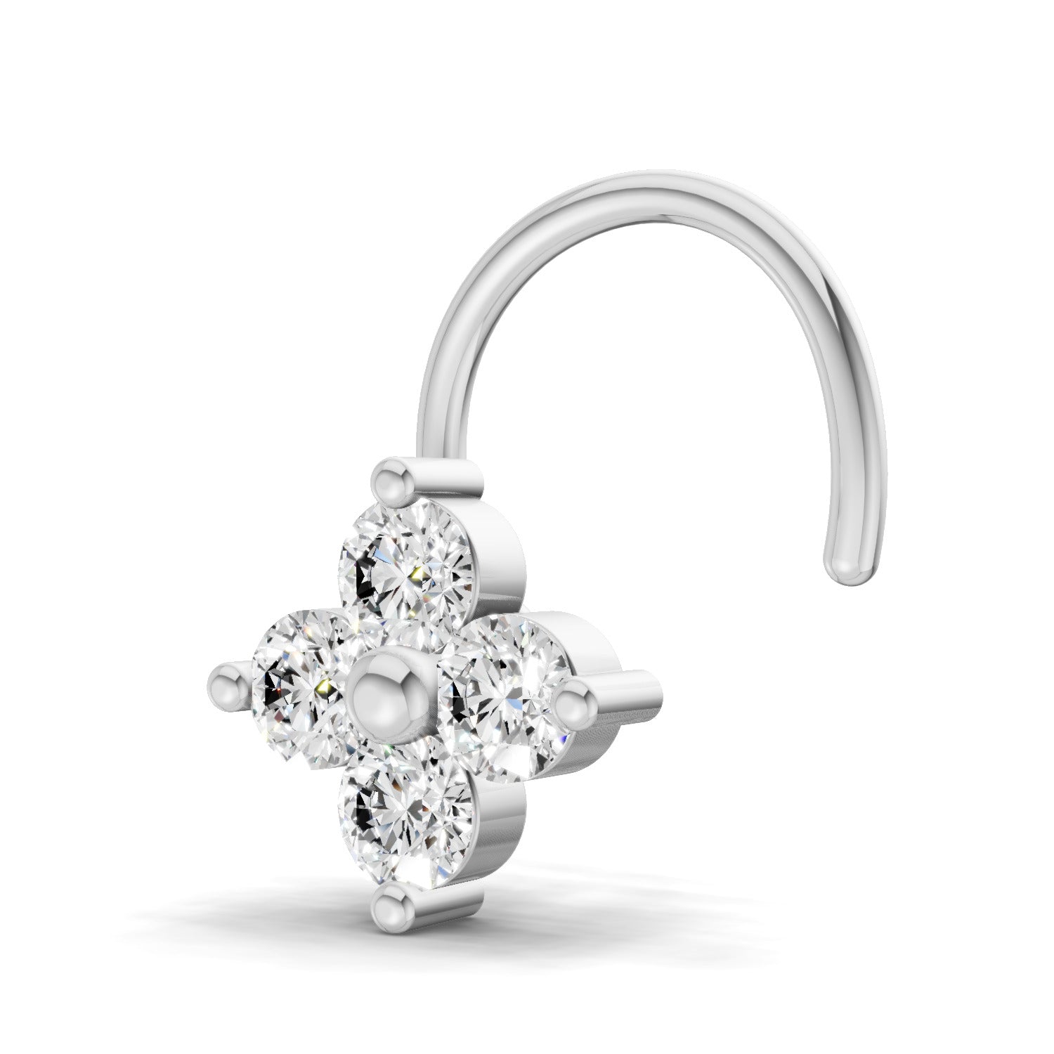 0.1 Carat Lab Grown Diamond Round Shape Cluster Nosepin | 14K White Gold (Wire)
