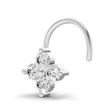 0.1 Carat Lab Grown Diamond Round Shape Cluster Nosepin | 14K White Gold (Wire)