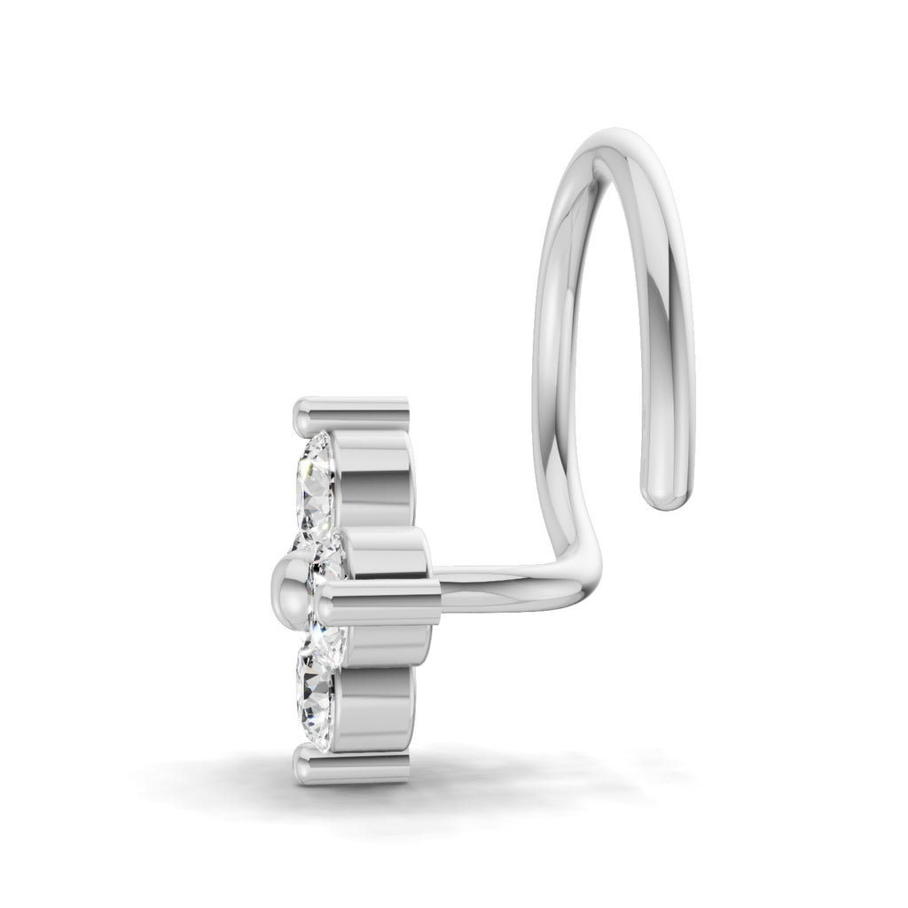 0.1 Carat Lab Grown Diamond Round Shape Cluster Nosepin | 14K White Gold (Wire)