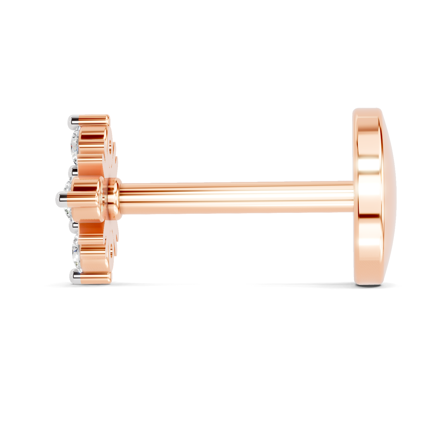 0.06 Carat Lab Grown Diamond Round Shape Starlet Nosepin | 14K Rose Gold (Screw)