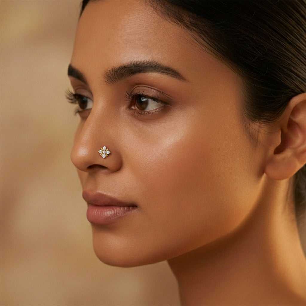 0.06 Carat Lab Grown Diamond Round Shape Starlet Nosepin | 14K Yellow Gold (Screw)