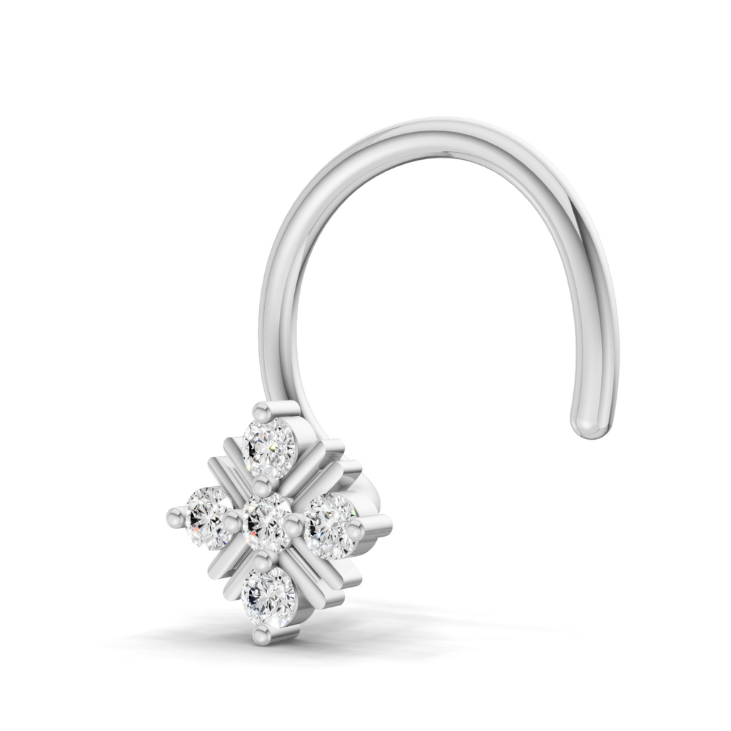 0.06 Carat Lab Grown Diamond Round Shape Starlet Nosepin | 14K White Gold (Wire)