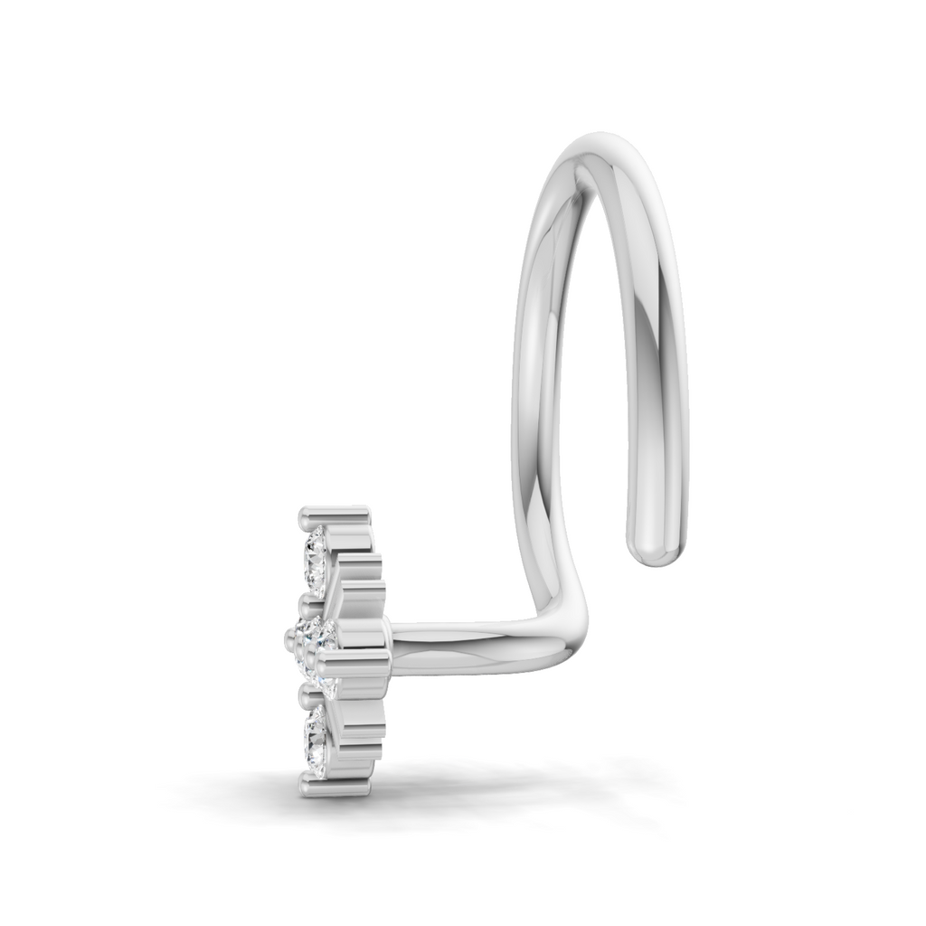 0.06 Carat Lab Grown Diamond Round Shape Starlet Nosepin | 14K White Gold (Wire)