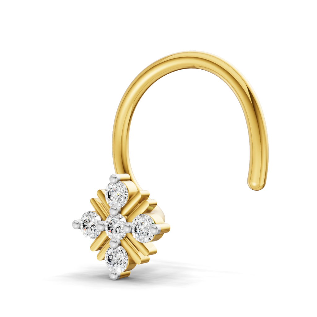 0.06 Carat Lab Grown Diamond Round Shape Starlet Nosepin | 14K Yellow Gold (Wire)