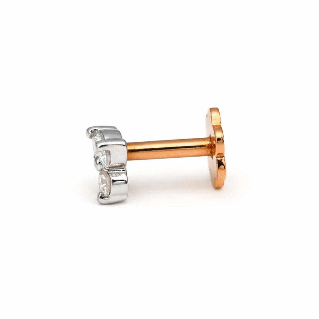 0.03 Carat Lab Grown Diamond Celeste Trio Nosepin | 14K Rose Gold (Screw)