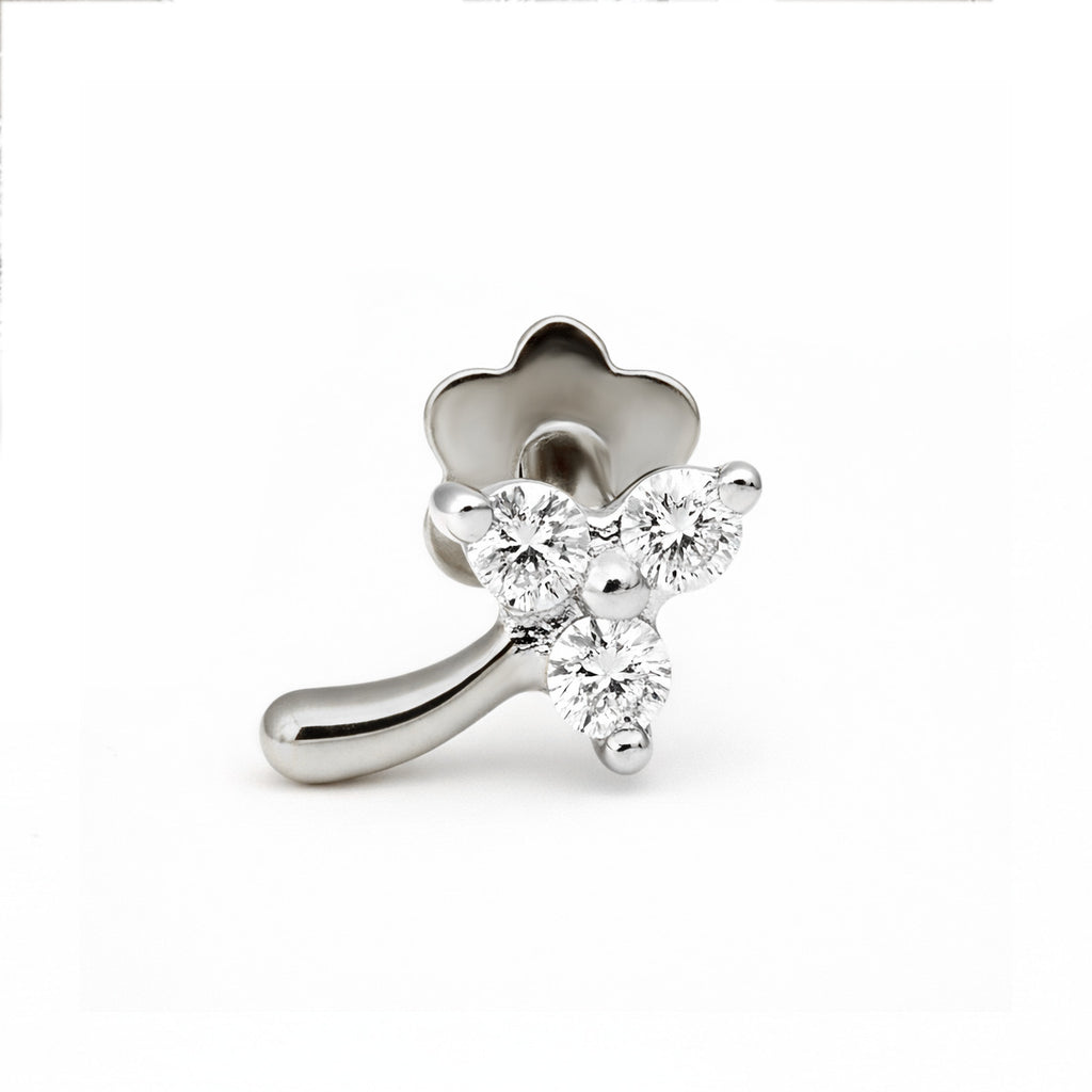 0.03 Carat Lab Grown Diamond Celeste Trio Nosepin | 14K White Gold (Screw)