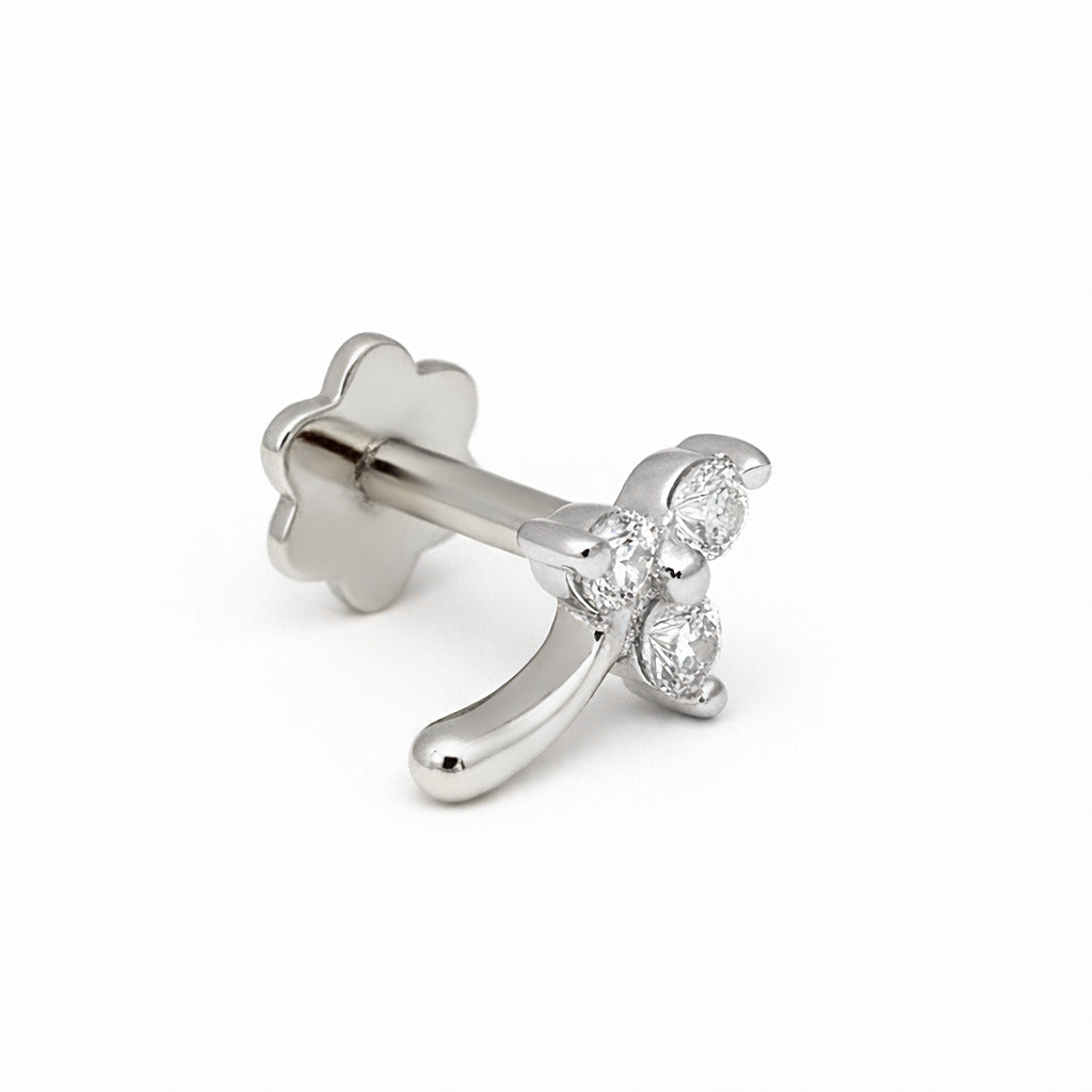 0.03 Carat Lab Grown Diamond Celeste Trio Nosepin | 14K White Gold (Screw)