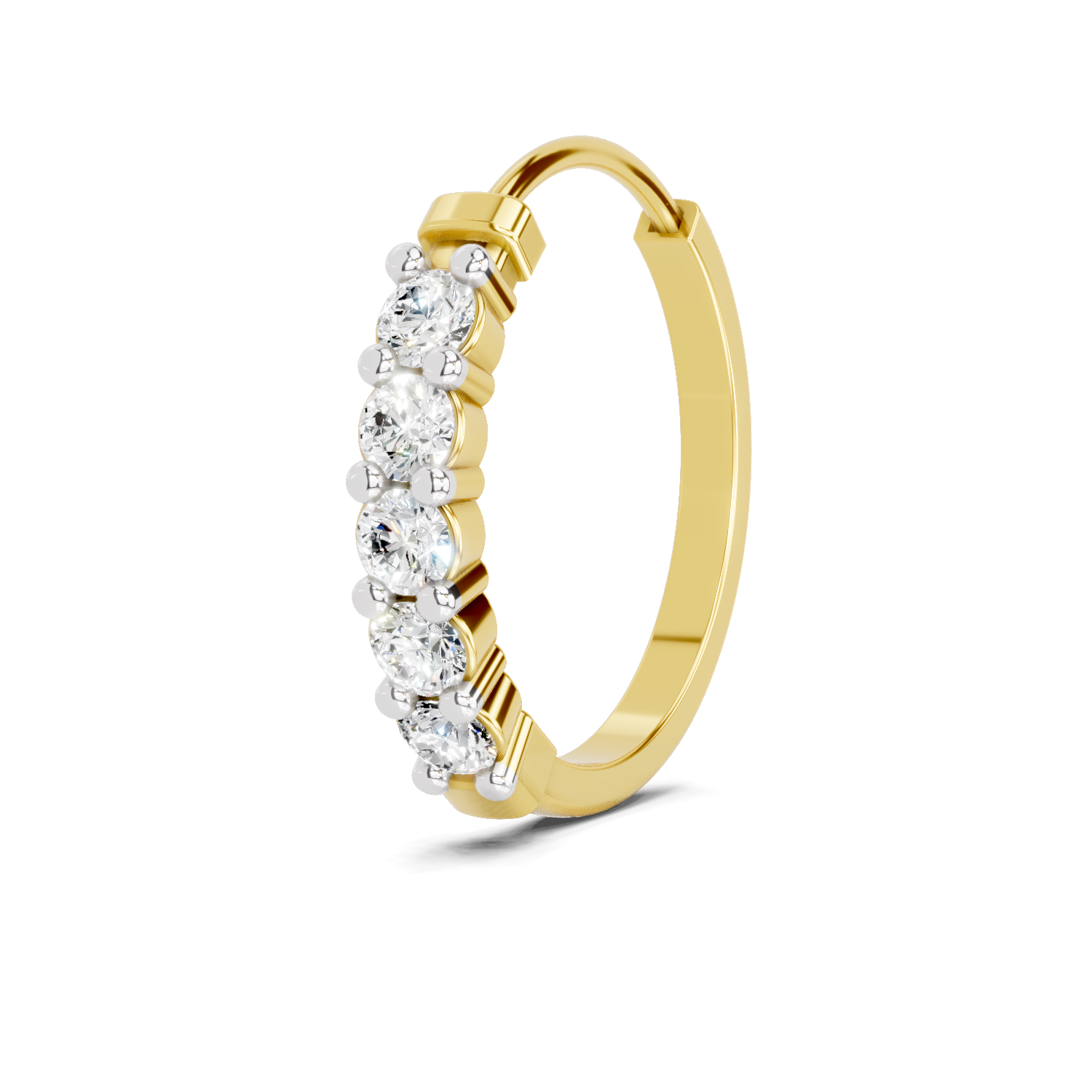 0.06 Carat Lab Grown Diamond Luna Round Hoop Nosepin | 14K Yellow Gold (Screw)