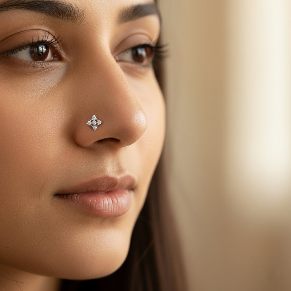 0.15 Carat Lab Grown Diamond Sitara Nosepin | 14K White Gold (Wire)