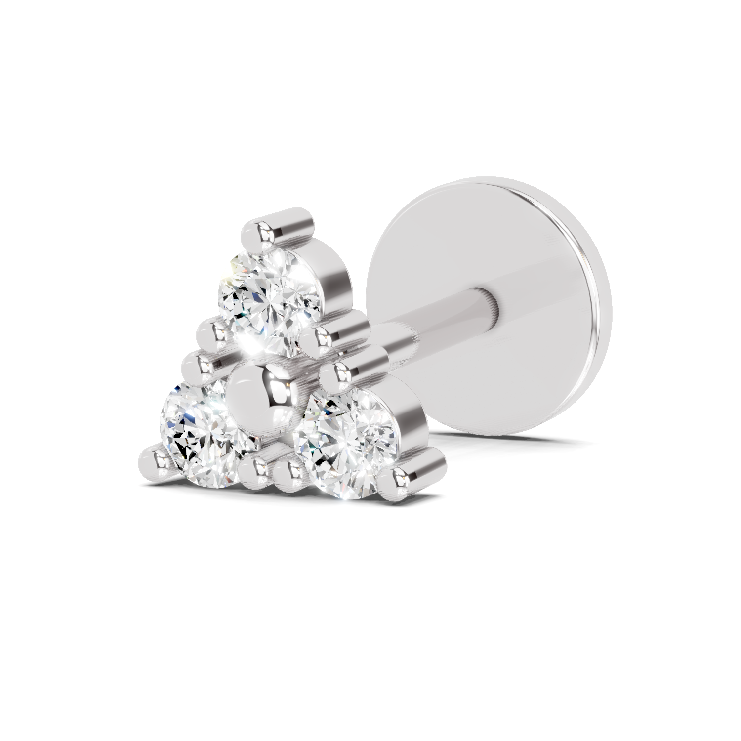 0.09 Carat Lab Grown Diamond Nova Trio Nosepin | 14K White Gold (Screw)