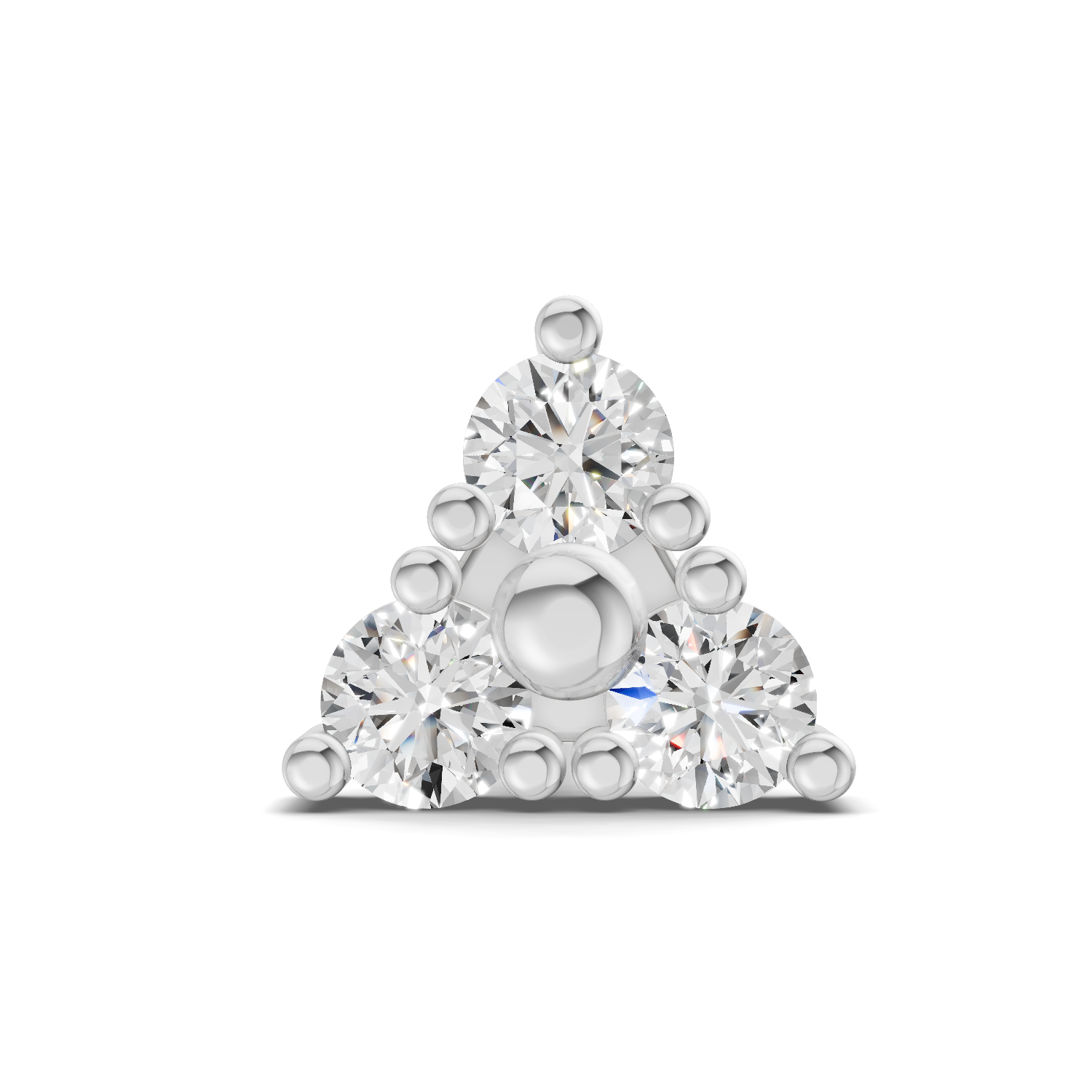 0.09 Carat Lab Grown Diamond Nova Trio Nosepin | 14K White Gold (Screw)