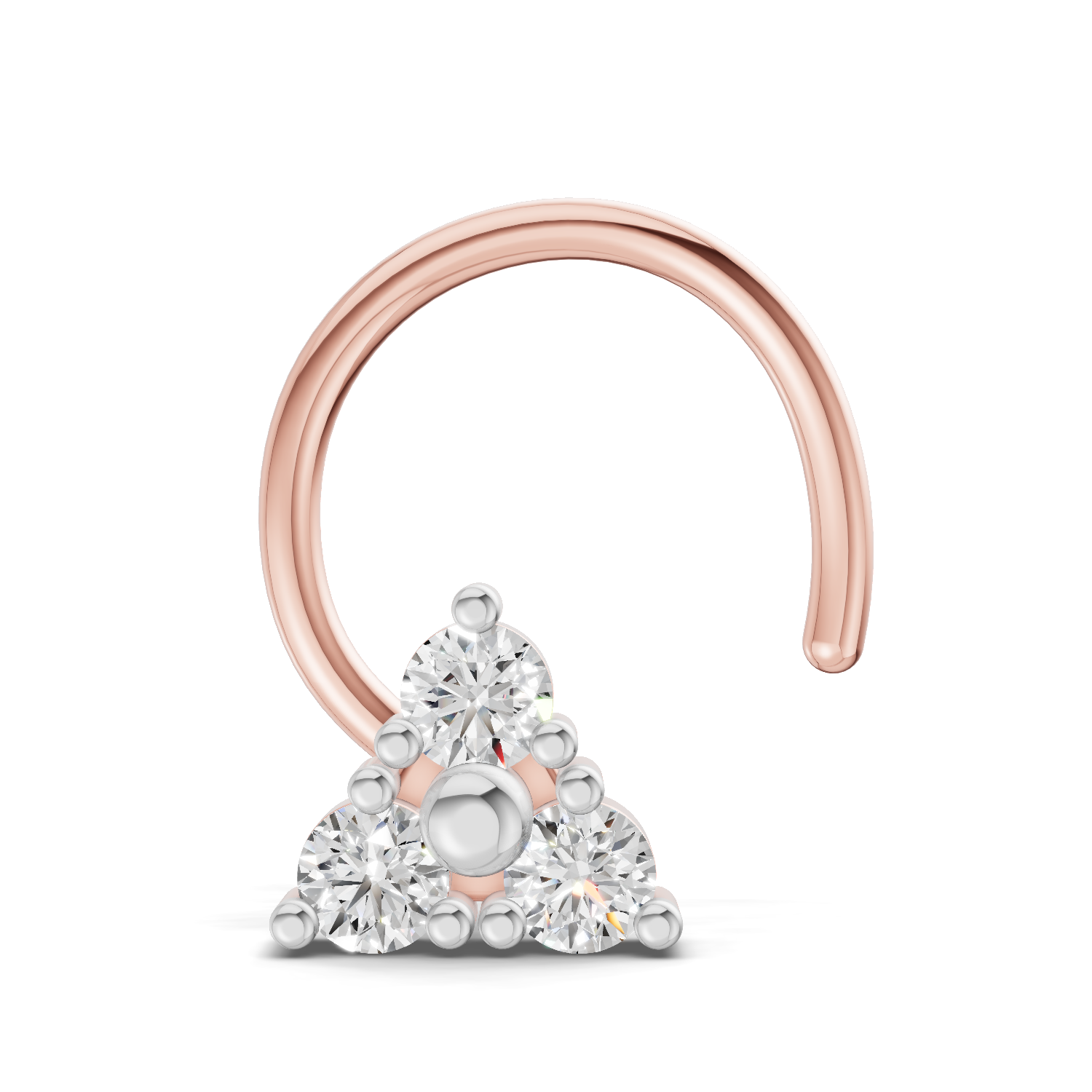 0.09 Carat Lab Grown Diamond Nova Trio Nosepin | 14K Rose Gold (Wire)