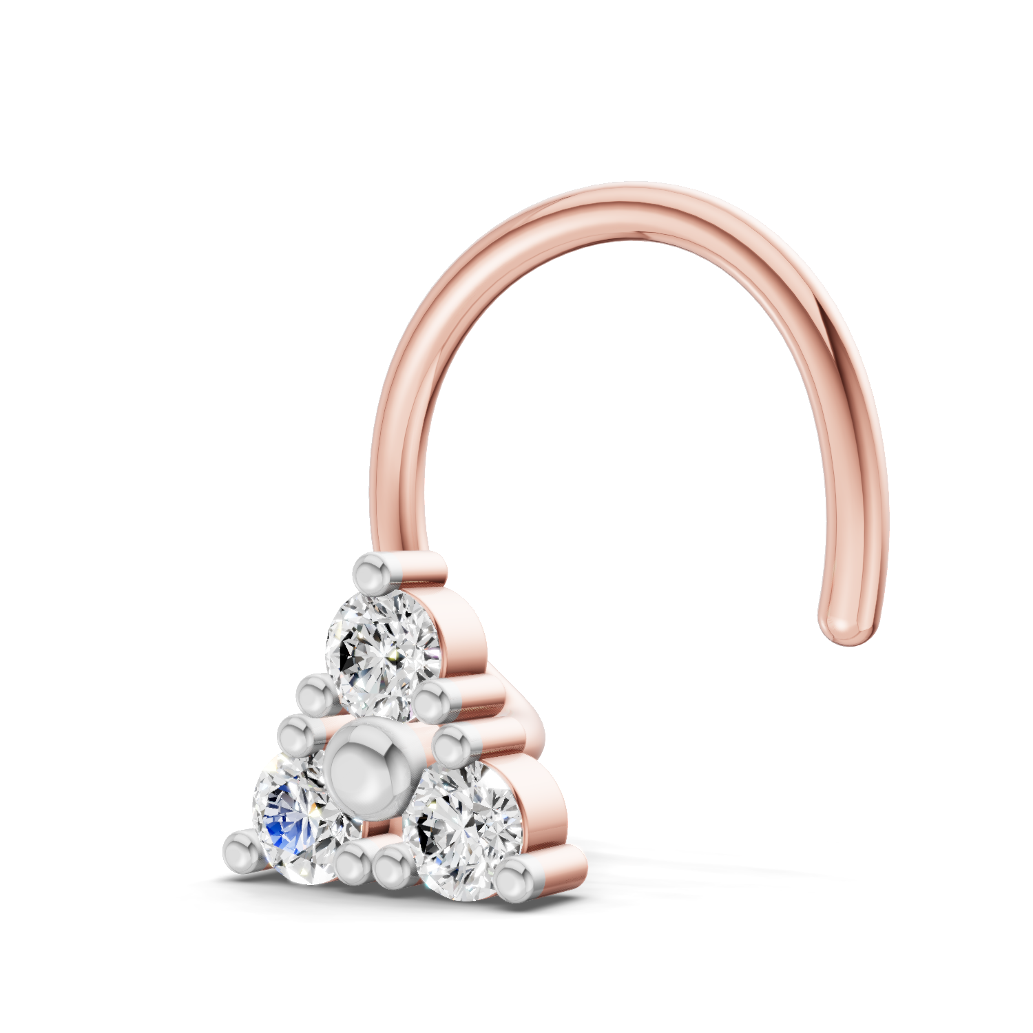 0.09 Carat Lab Grown Diamond Nova Trio Nosepin | 14K Rose Gold (Wire)