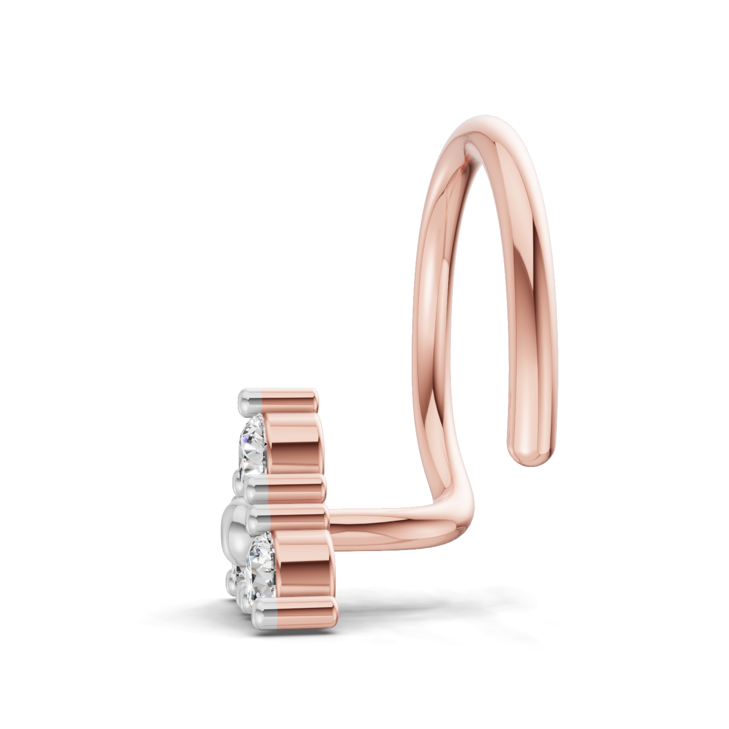 0.09 Carat Lab Grown Diamond Nova Trio Nosepin | 14K Rose Gold (Wire)