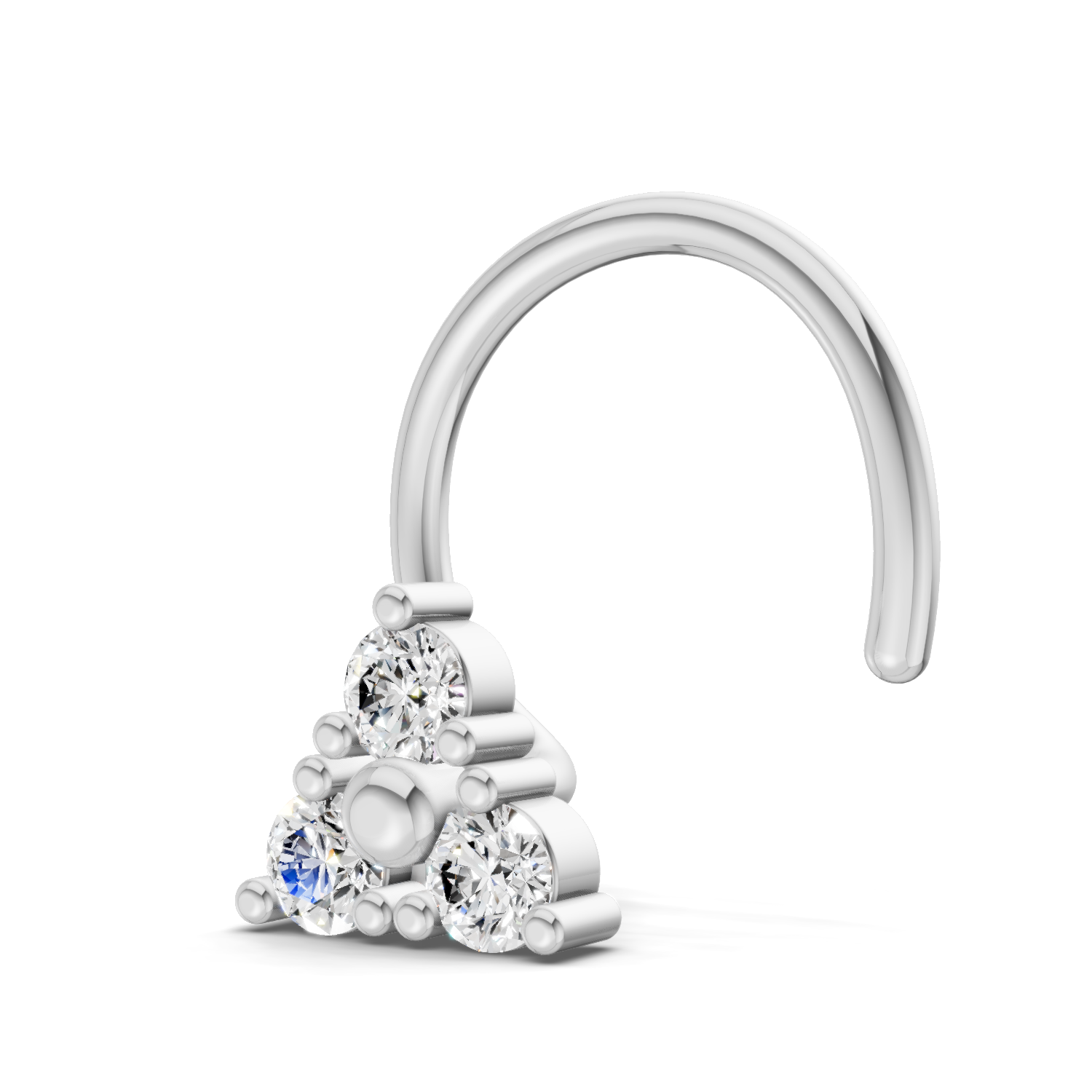 0.09 Carat Lab Grown Diamond Nova Trio Nosepin | 14K White Gold (Wire)