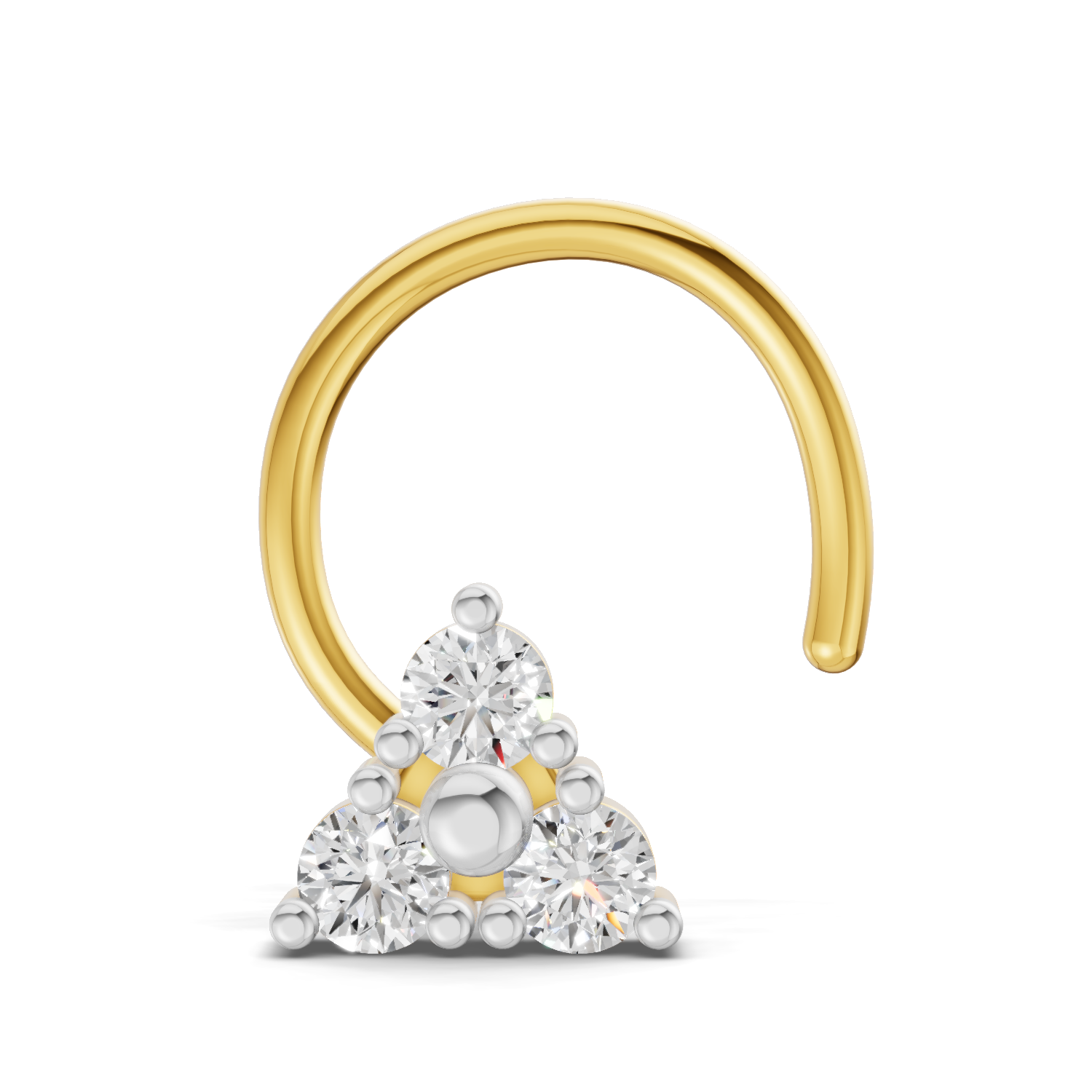 0.09 Carat Lab Grown Diamond Nova Trio Nosepin | 14K Yellow Gold (Wire)