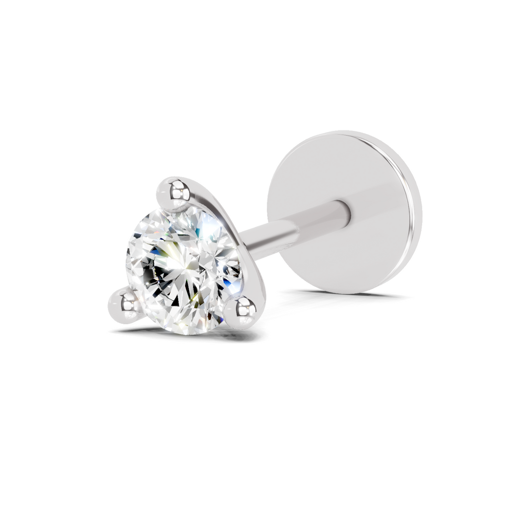 0.15 Carat Lab Grown Diamond Celeste Solitaire Nosepin | 14K White Gold (Screw)