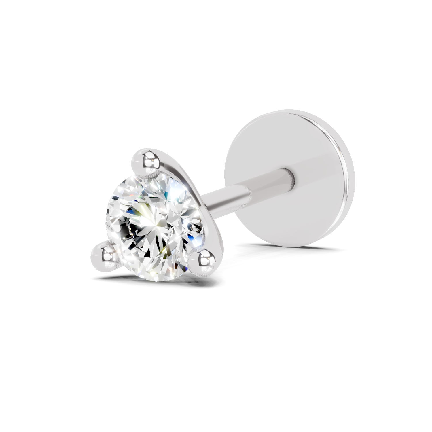0.15 Carat Lab Grown Diamond Celeste Solitaire Nosepin | 14K White Gold (Screw)