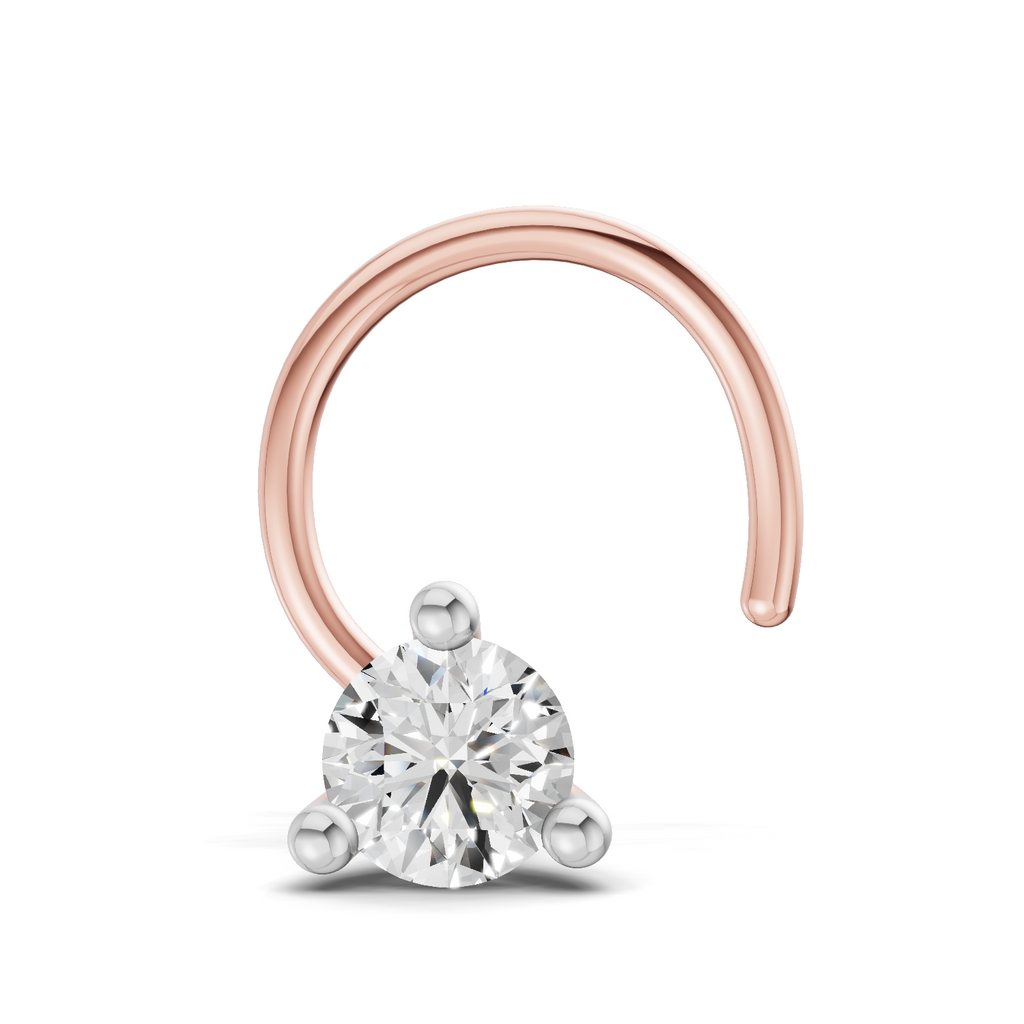 0.15 Carat Lab Grown Diamond Celeste Solitaire Nosepin | 14K Rose Gold (Wire)