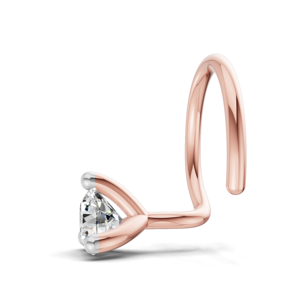 0.15 Carat Lab Grown Diamond Celeste Solitaire Nosepin | 14K Rose Gold (Wire)