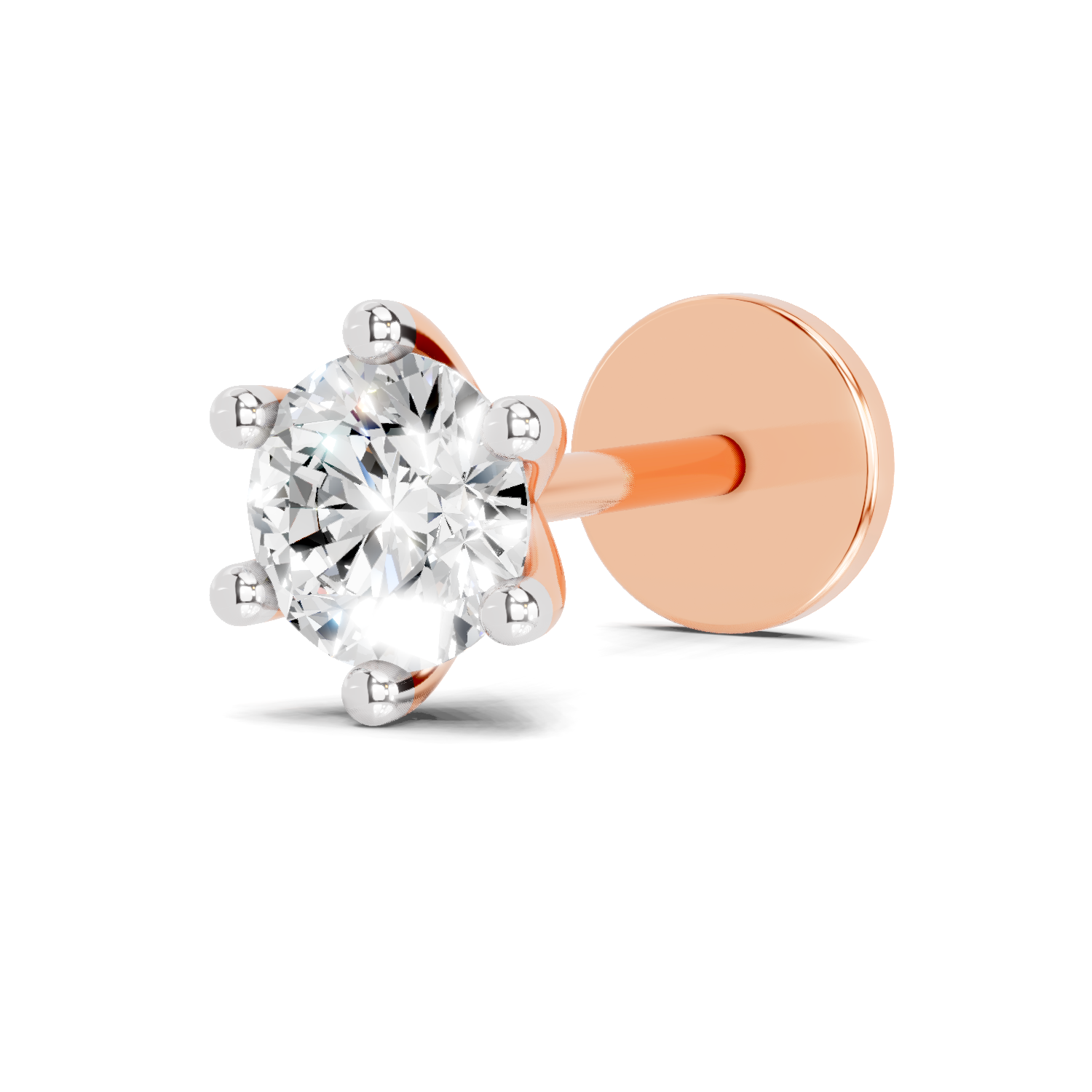 0.25 Carat Lab Grown Diamond Clara Solitaire Nosepin | 14K Rose Gold (Screw)
