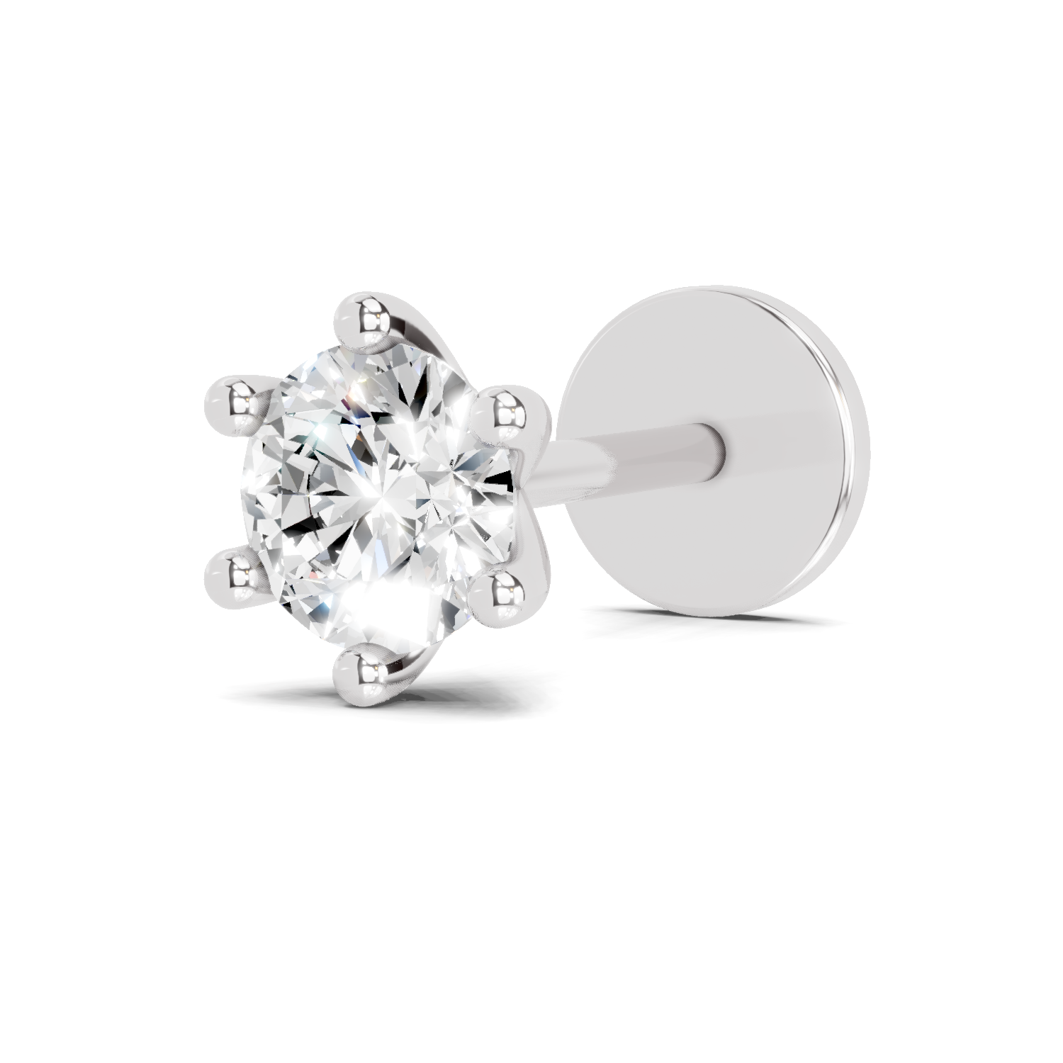 0.25 Carat Lab Grown Diamond Clara Solitaire Nosepin | 14K White Gold (Screw)