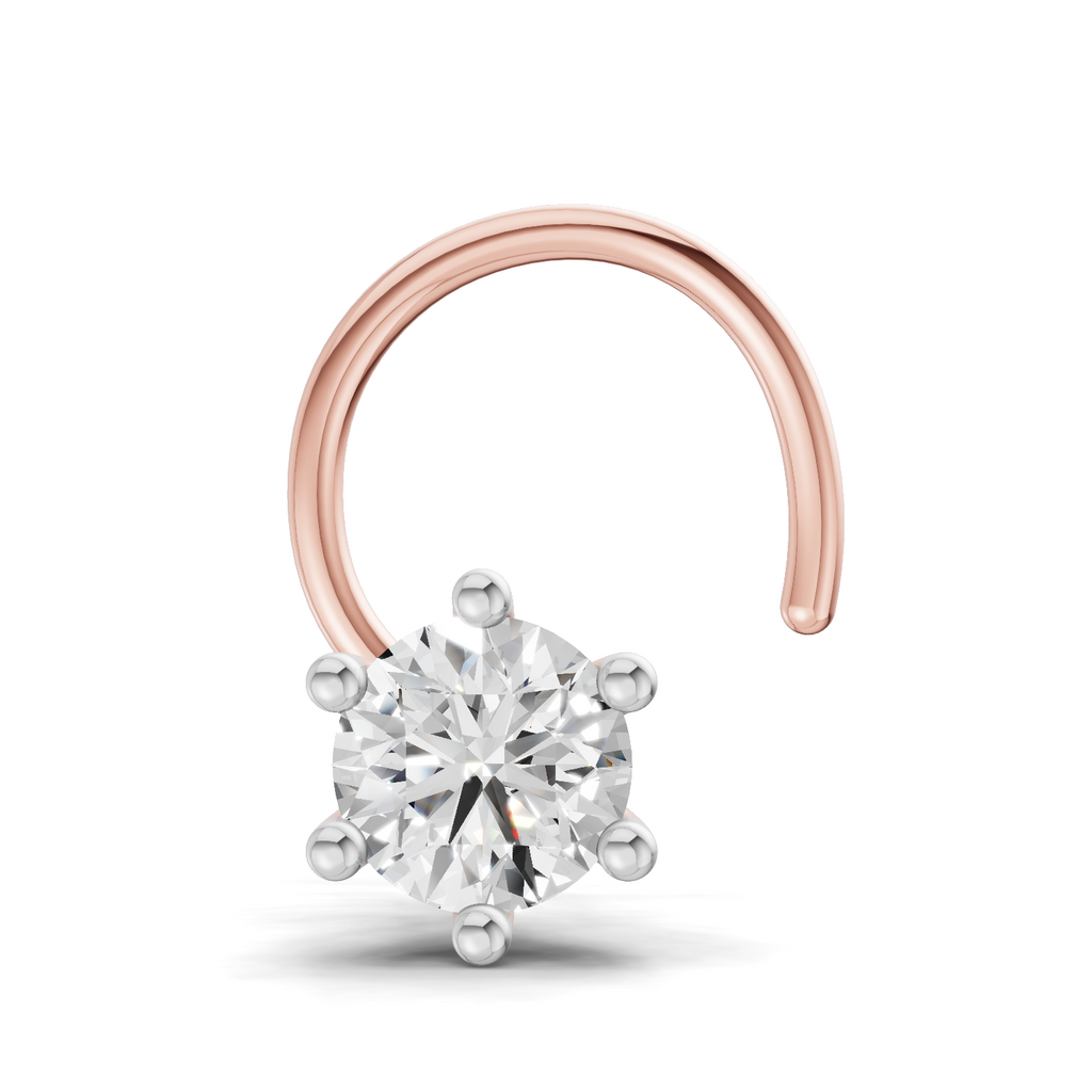 0.25 Carat Lab Grown Diamond Clara Solitaire Nosepin | 14K Rose Gold (Wire)