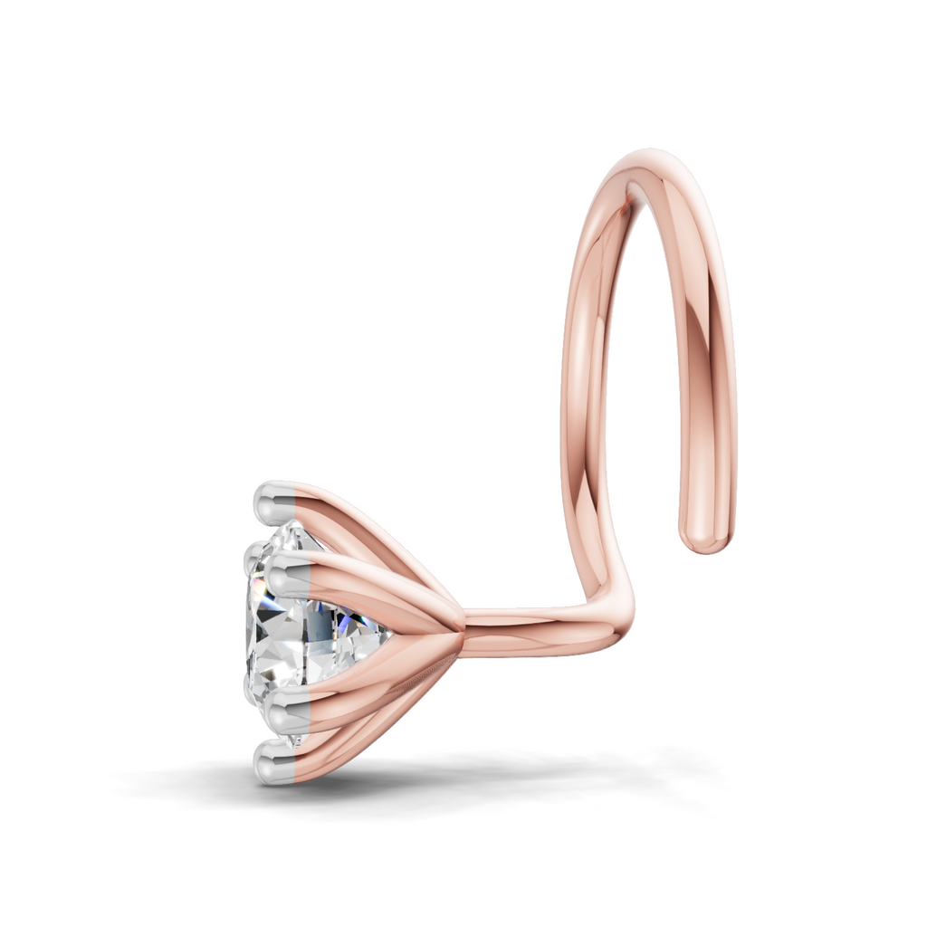 0.25 Carat Lab Grown Diamond Clara Solitaire Nosepin | 14K Rose Gold (Wire)