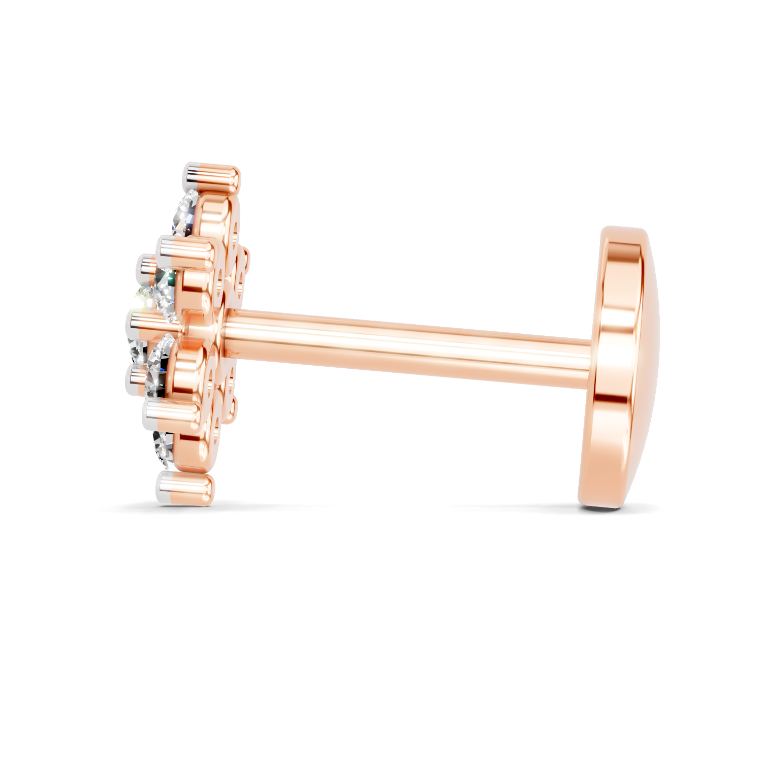 0.16 Carat Lab Grown Diamond Snowflake Nosepin | 14K Rose Gold (Screw)