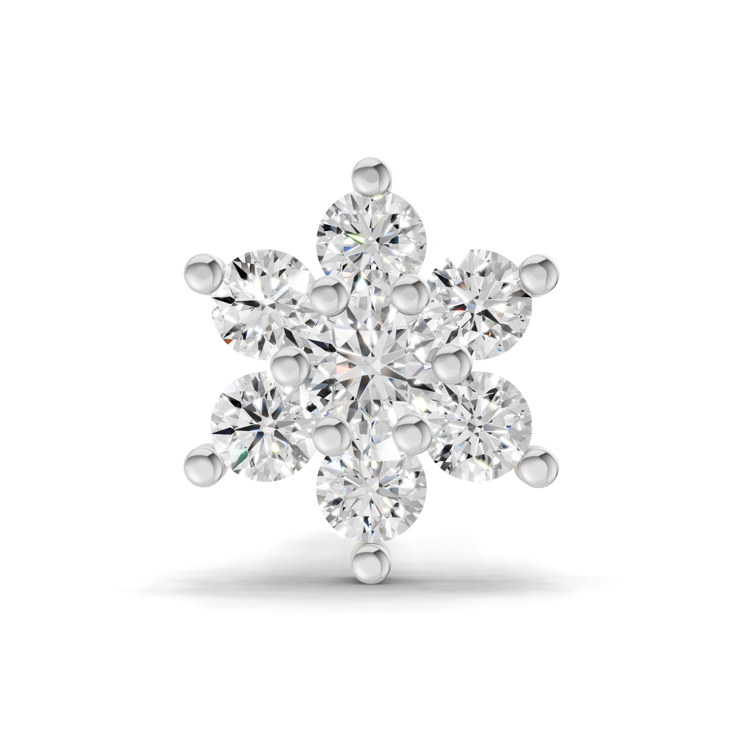 0.16 Carat Lab Grown Diamond Snowflake Nosepin | 14K Rose Gold (Screw)
