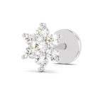 0.16 Carat Lab Grown Diamond Snowflake Nosepin | 14K White Gold (Screw)