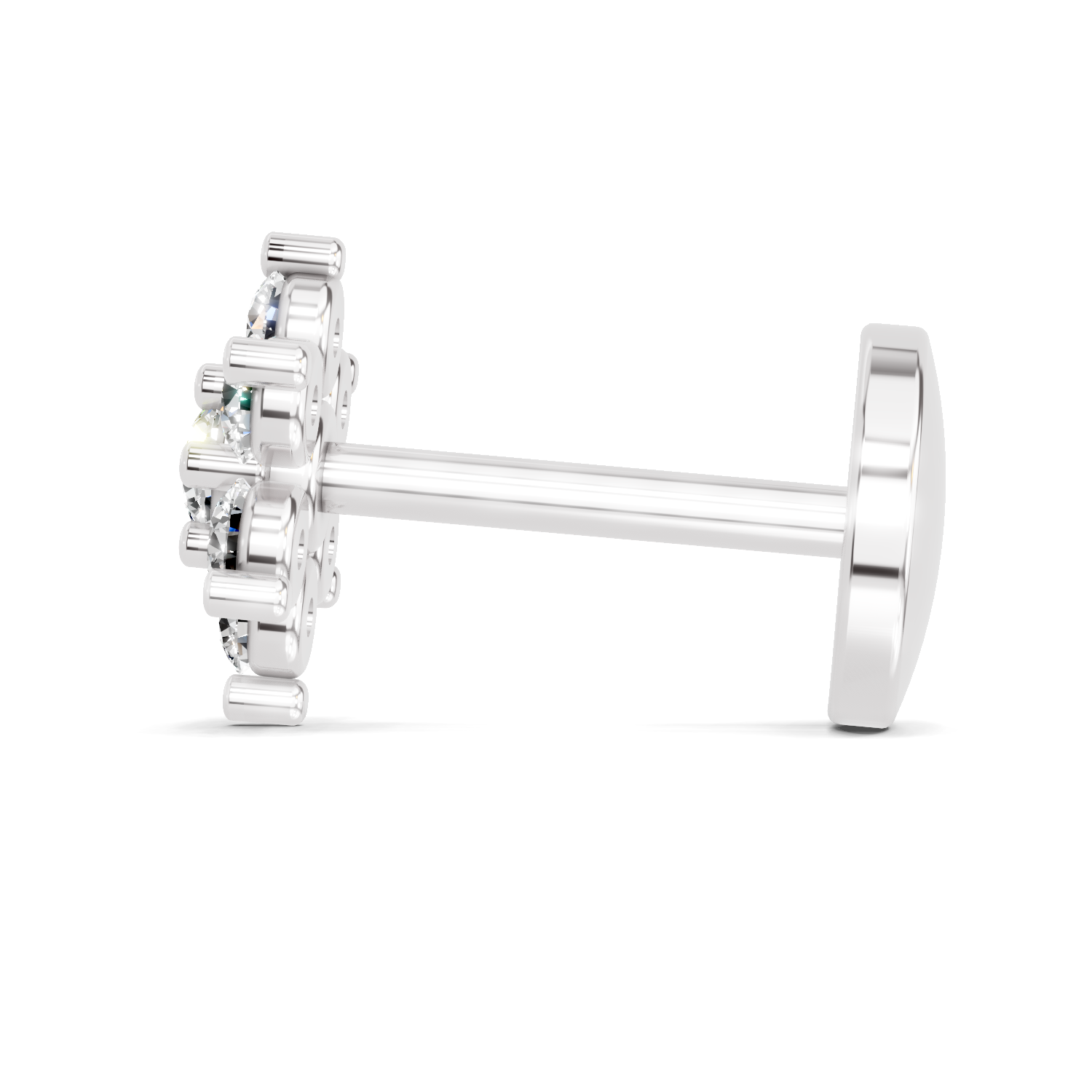 0.16 Carat Lab Grown Diamond Snowflake Nosepin | 14K White Gold (Screw)