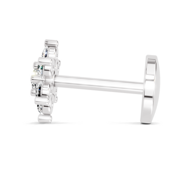 0.16 Carat Lab Grown Diamond Snowflake Nosepin | 14K White Gold (Screw)