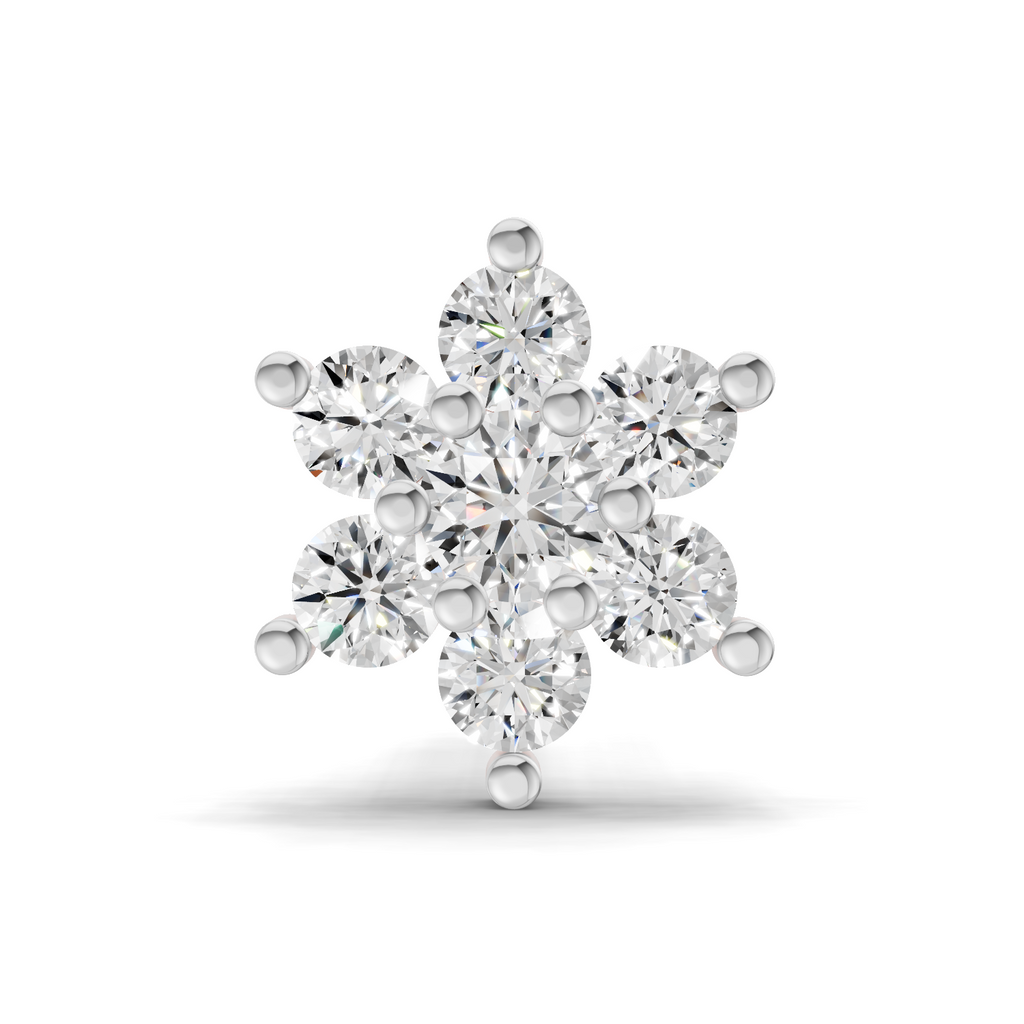 0.16 Carat Lab Grown Diamond Snowflake Nosepin | 14K White Gold (Screw)