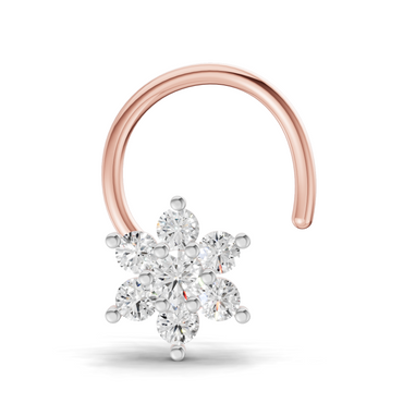 0.16 Carat Lab Grown Diamond Snowflake Nosepin | 14K Rose Gold (Wire)