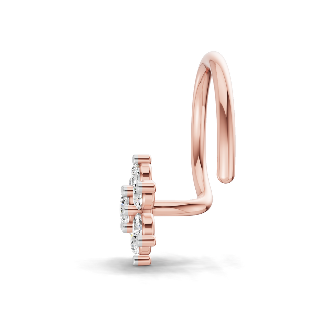 0.16 Carat Lab Grown Diamond Snowflake Nosepin | 14K Rose Gold (Wire)