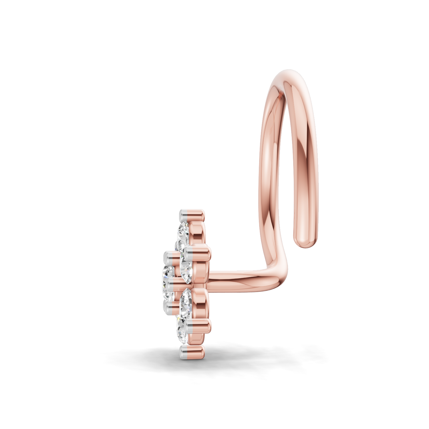 0.16 Carat Lab Grown Diamond Snowflake Nosepin | 14K Rose Gold (Wire)